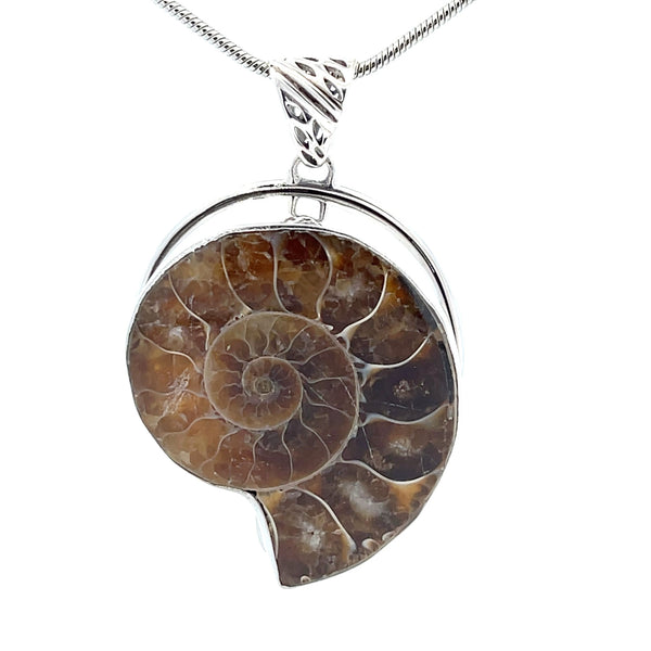 Sterling Silver Fossilized Ammonite Pendant