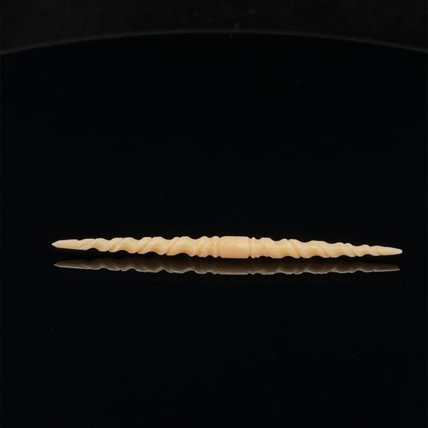8g Fossilized Mammoth Carved Twisted Septum Spike
