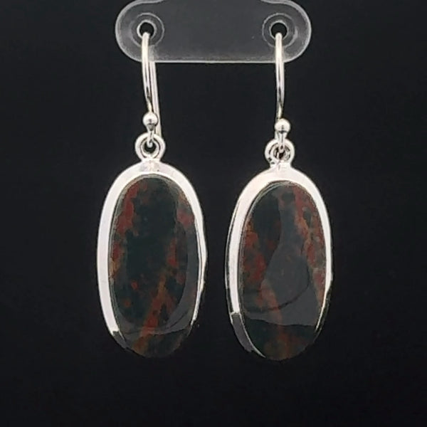 Sterling Silver Bloodstone Earrings