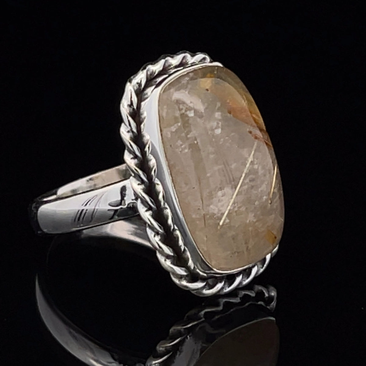 Sterling Silver Rutilated Quartz Ring Size 7