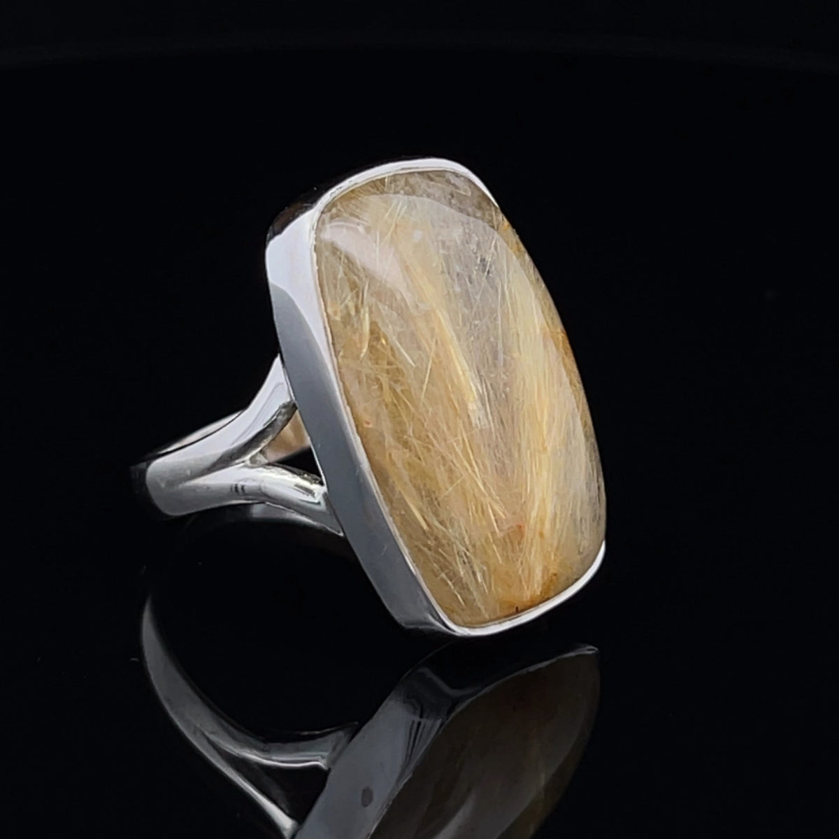 Sterling Silver Rutilated Quartz Ring Size 8
