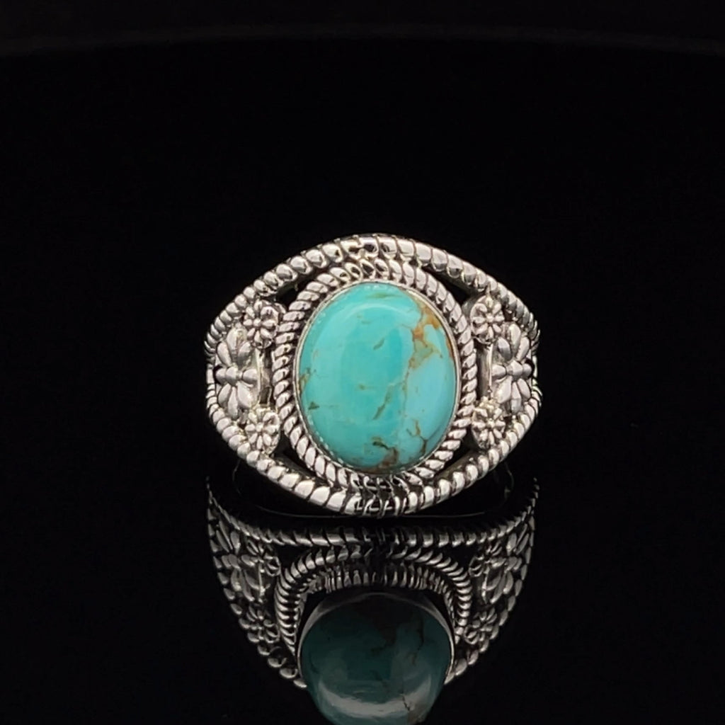 Sterling Silver Kingman Turquoise Ring Size 7