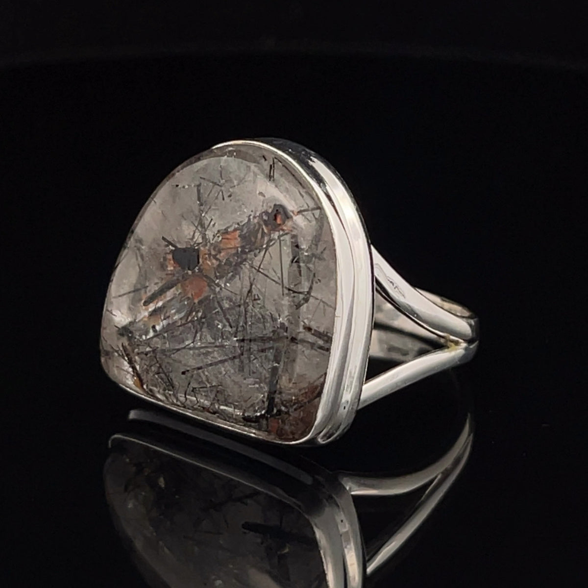 Sterling Silver Tourmalated Quartz Ring Size 11