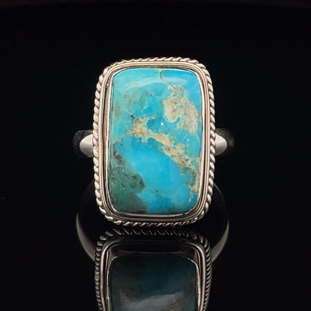 Sterling Silver Kingman Turquoise Ring Size 10