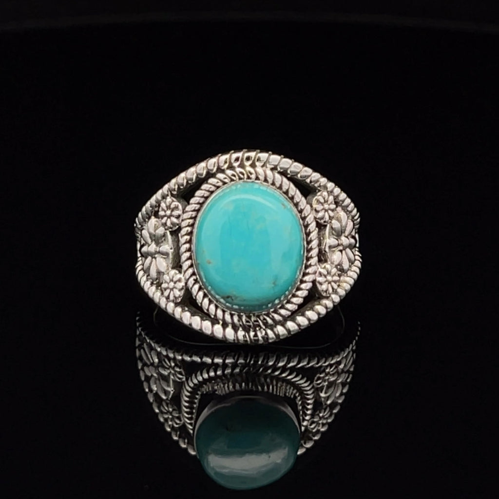 Sterling Silver Kingman Turquoise Ring Size 7