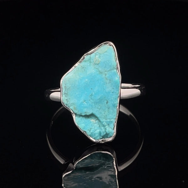 Sterling Silver Raw Turquoise Ring Size 10