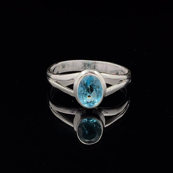 Sterling Silver Swiss Topaz Ring Size 10