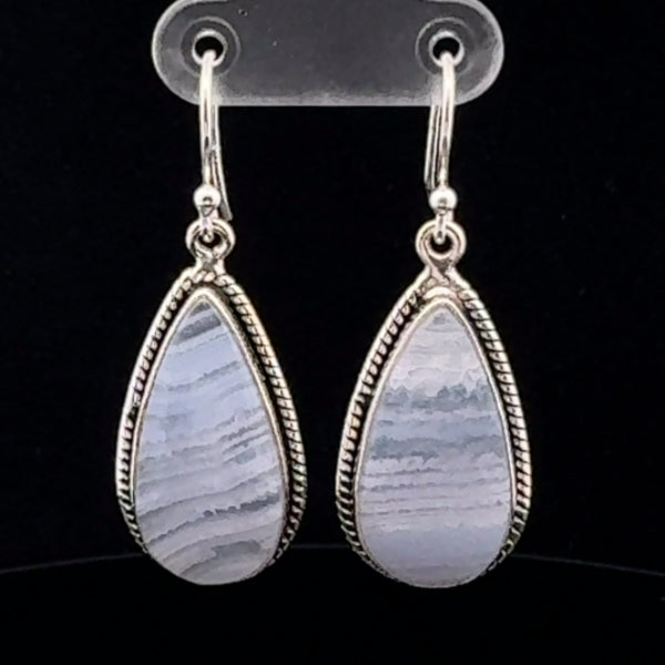 Sterling Silver Blue Lace Agate Earrings