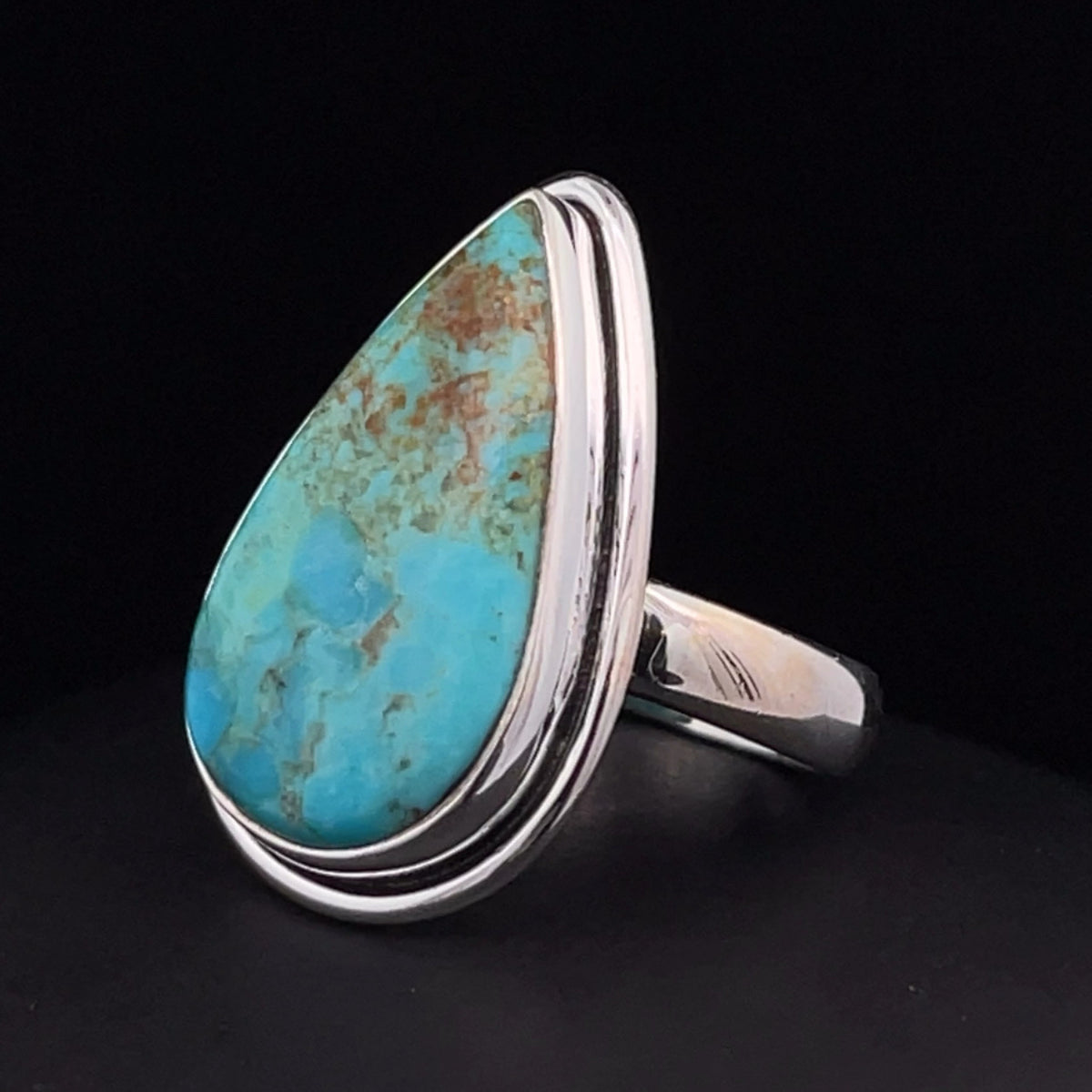 Sterling Silver Kingman Turquoise Ring Size 5.5