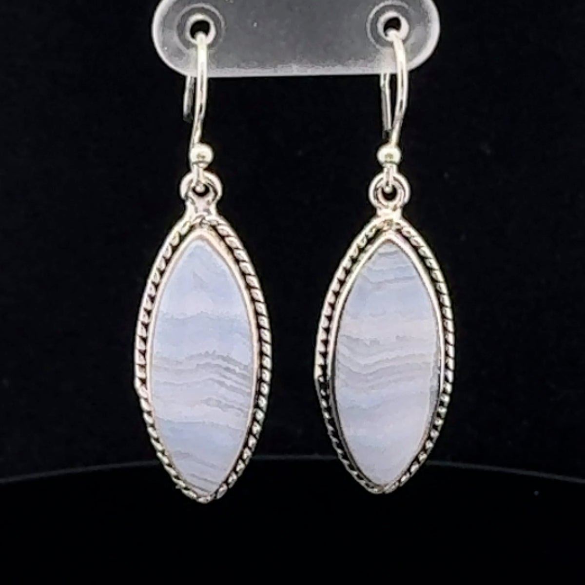 Sterling Silver Blue Lace Agate Earrings