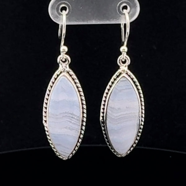 Sterling Silver Blue Lace Agate Earrings