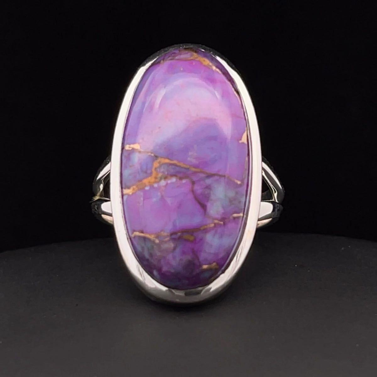 Sterling Silver Copper Purple Turquoise Ring Size 7