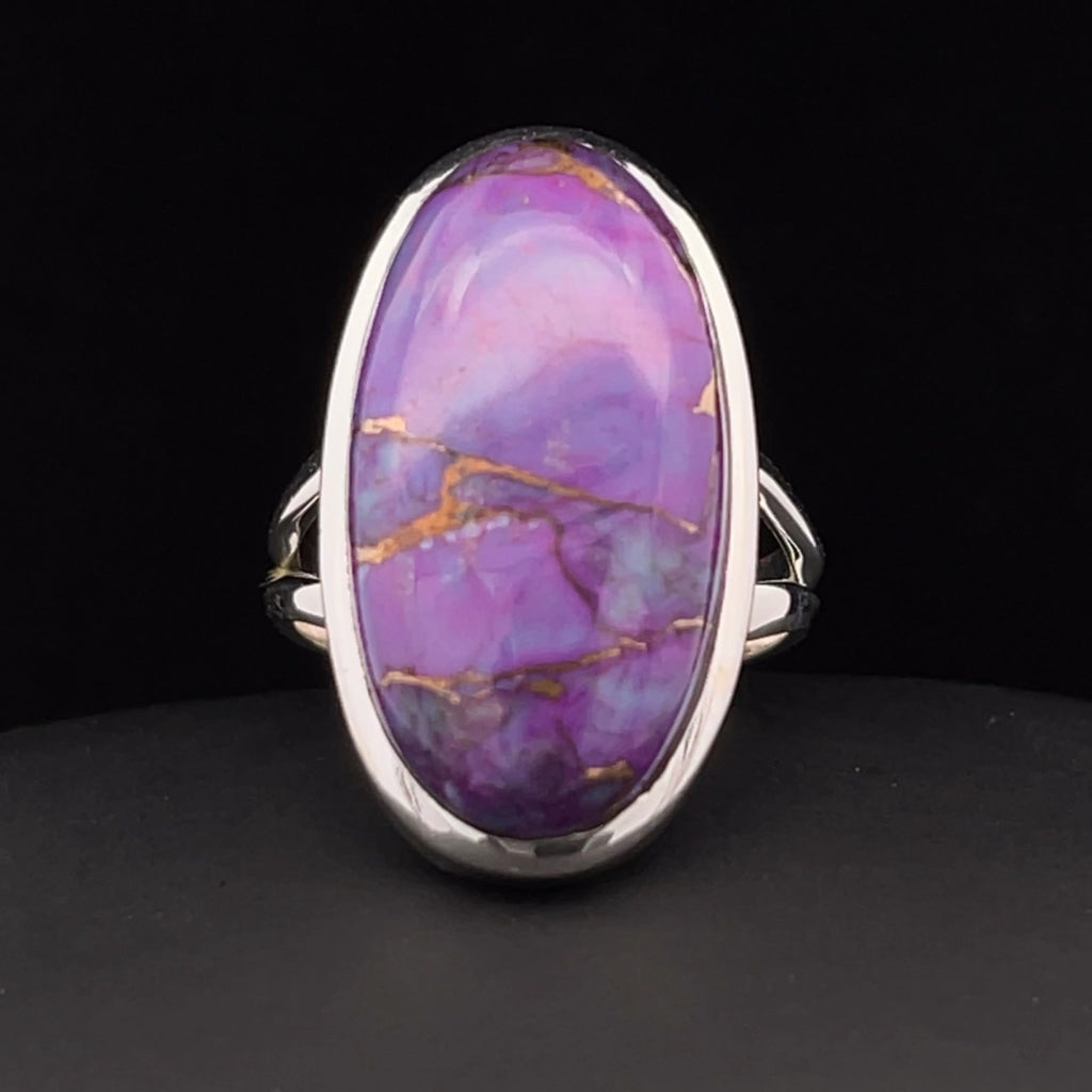 Sterling Silver Copper Purple Turquoise Ring Size 7