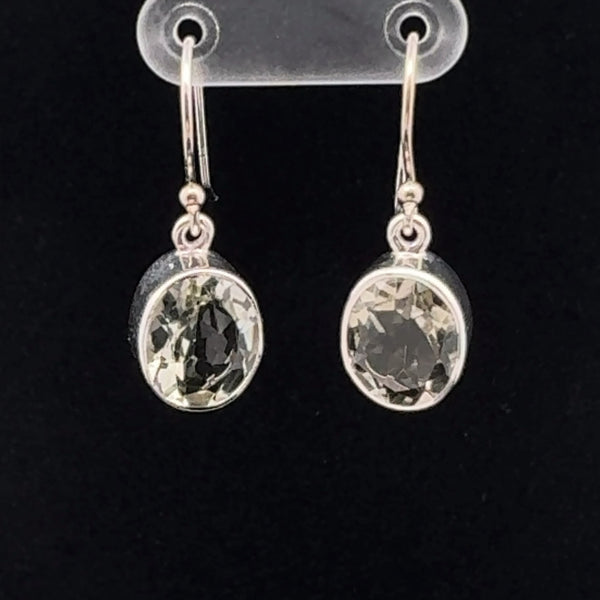 Sterling Silver Faceted Green Amethyst Earrings