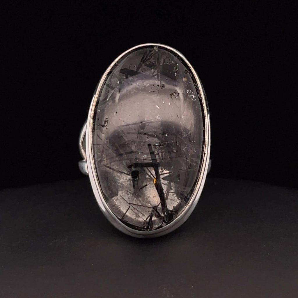 Sterling Silver Tourmalated Quartz Ring Size 7