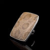 Sterling Silver Large Fossil Coral Ring Adjustable