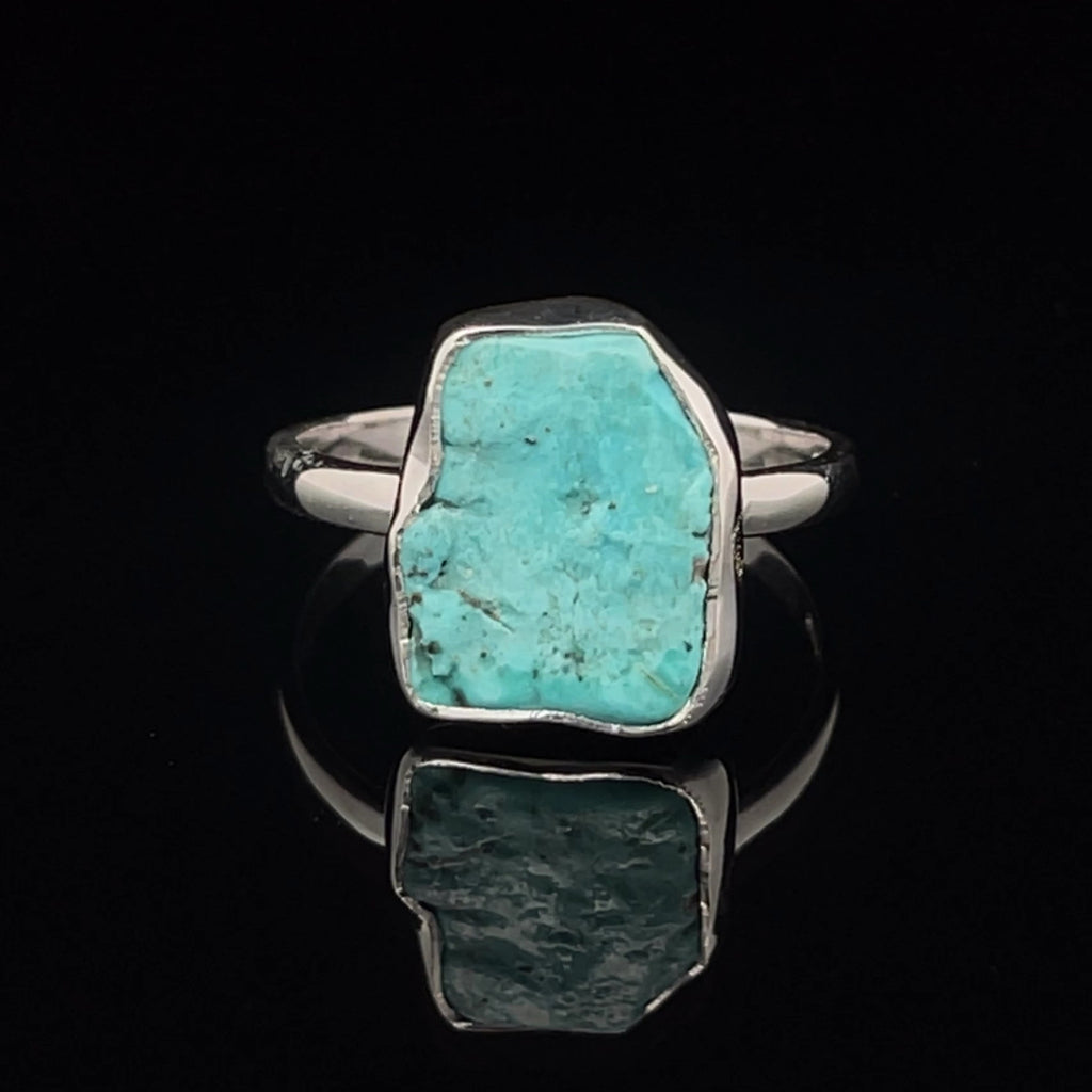 Sterling Silver Raw Turquoise Ring Size 10