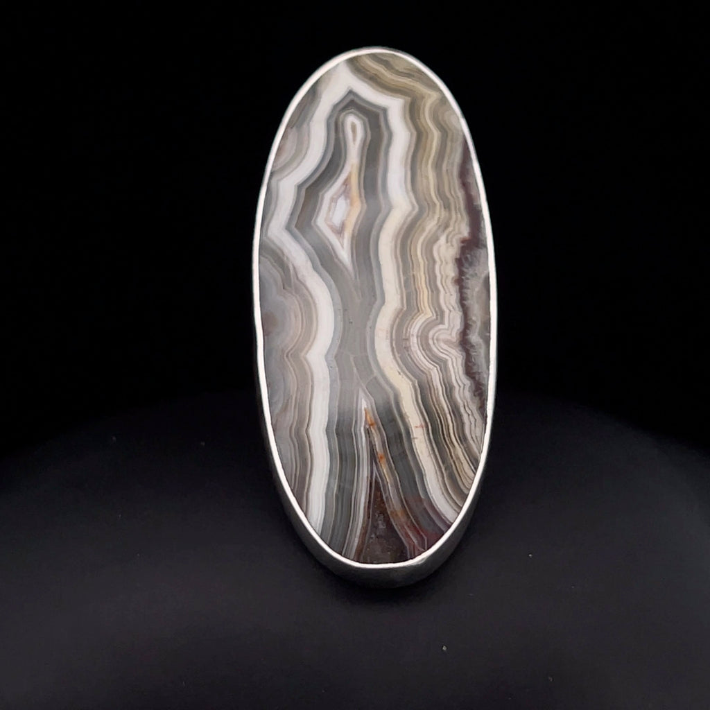 Sterling Silver Large Crazy Lace Agate Ring Adjustable