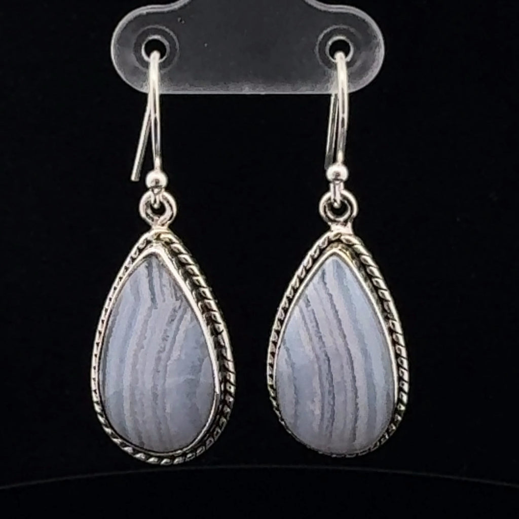 Sterling Silver Blue Lace Agate Earrings