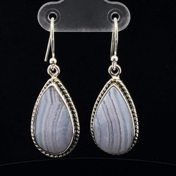 Sterling Silver Blue Lace Agate Earrings