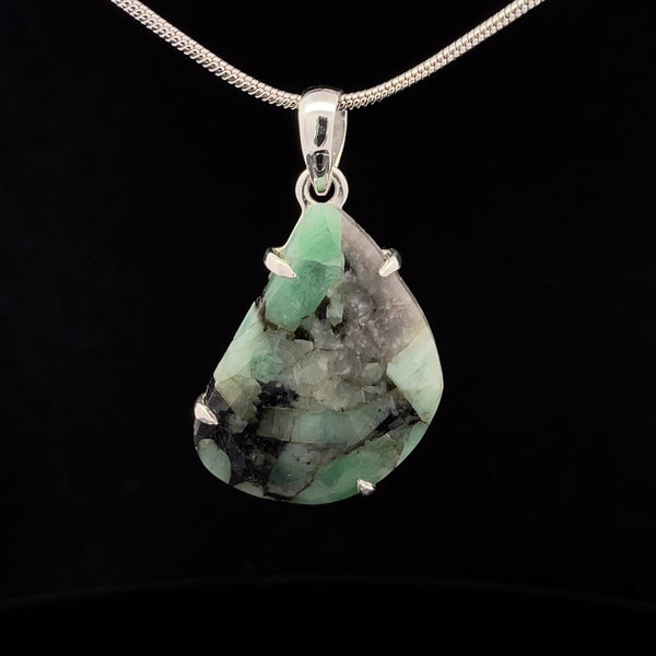 Sterling Silver Faceted Emerald Pendant