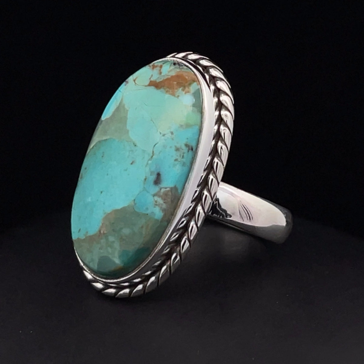 Sterling Silver Kingman Turquoise Ring Size 6.5