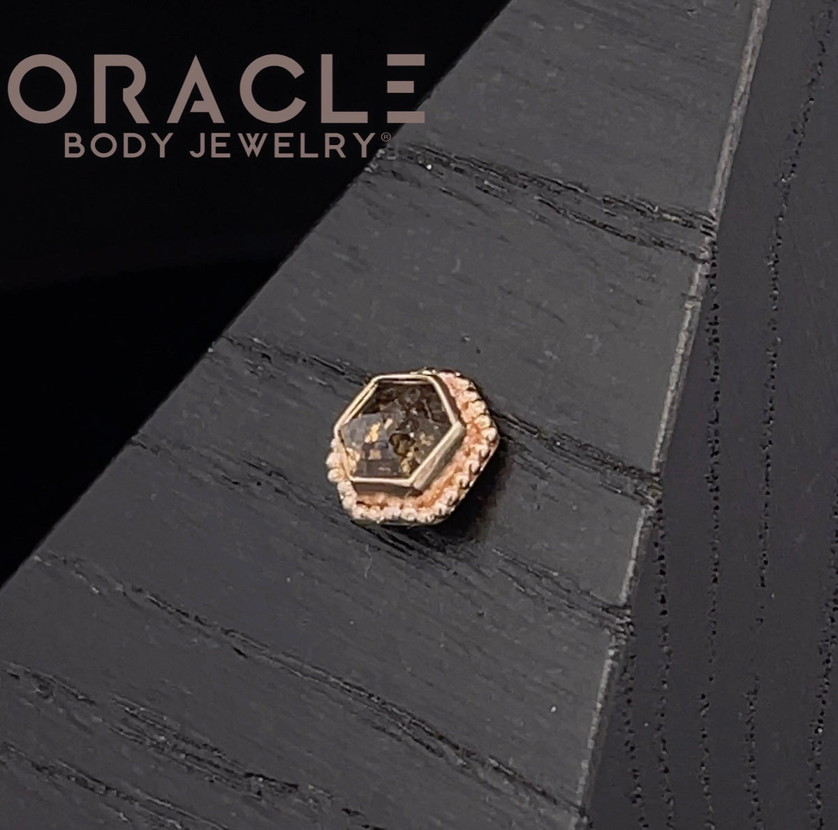 14k Rose Cut Salt and Pepper Diamond Threadless End