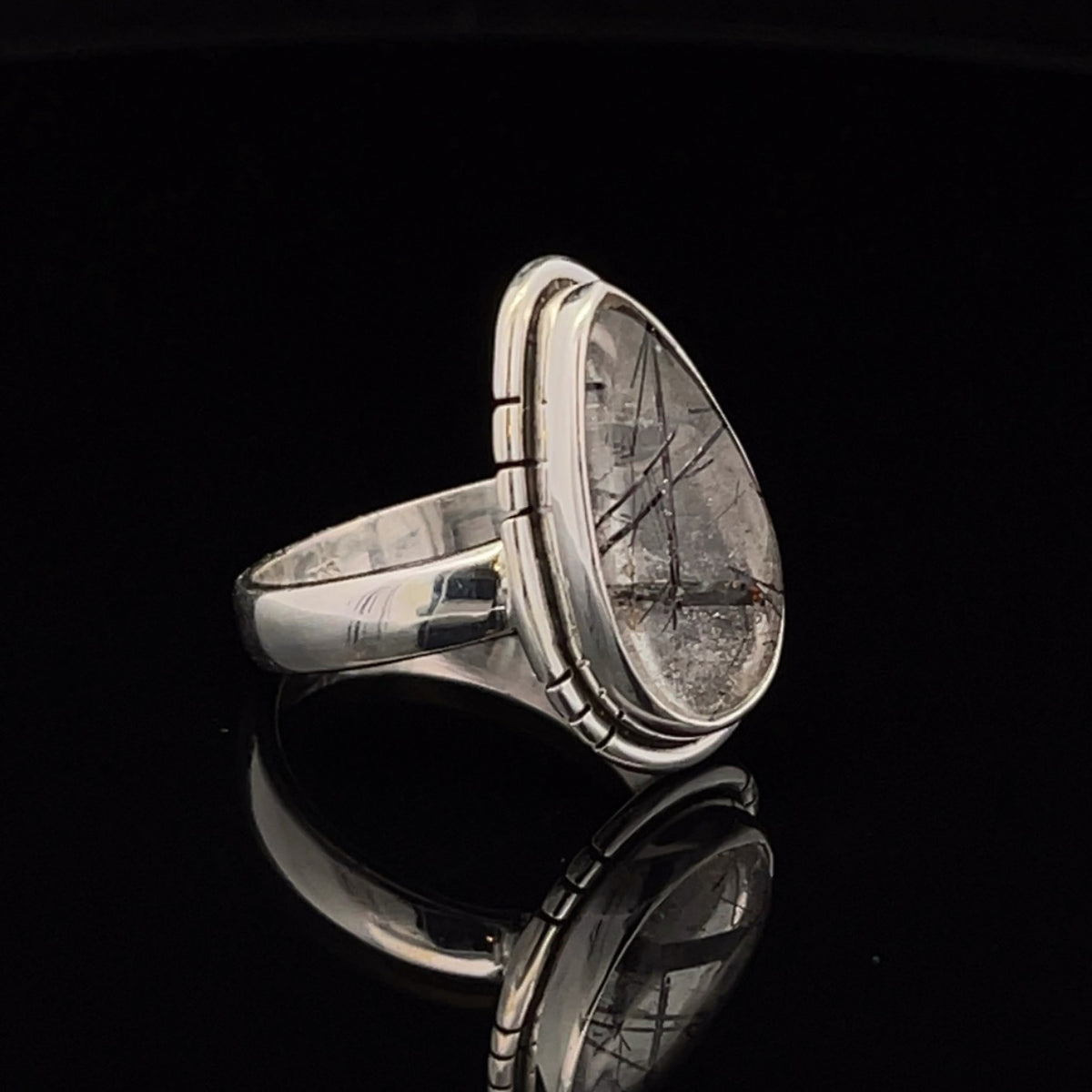 Sterling Silver Tourmalated Quartz Ring Size 7