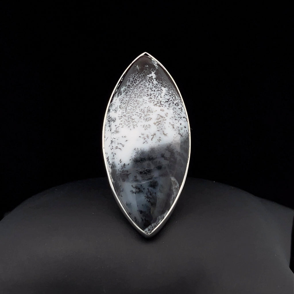 Sterling Silver Large Dendritic Opal Ring Size 9