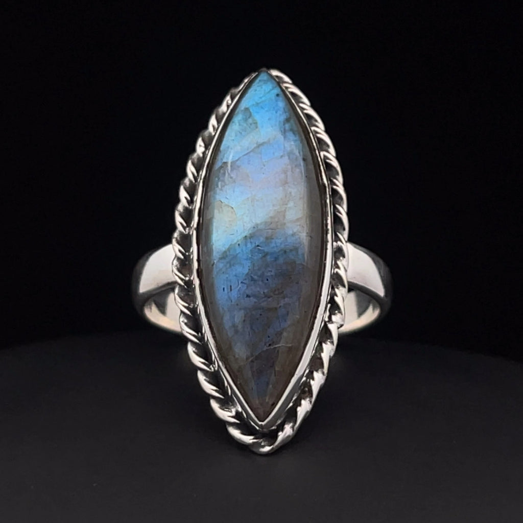 Sterling Silver Labradorite Ring Size 10