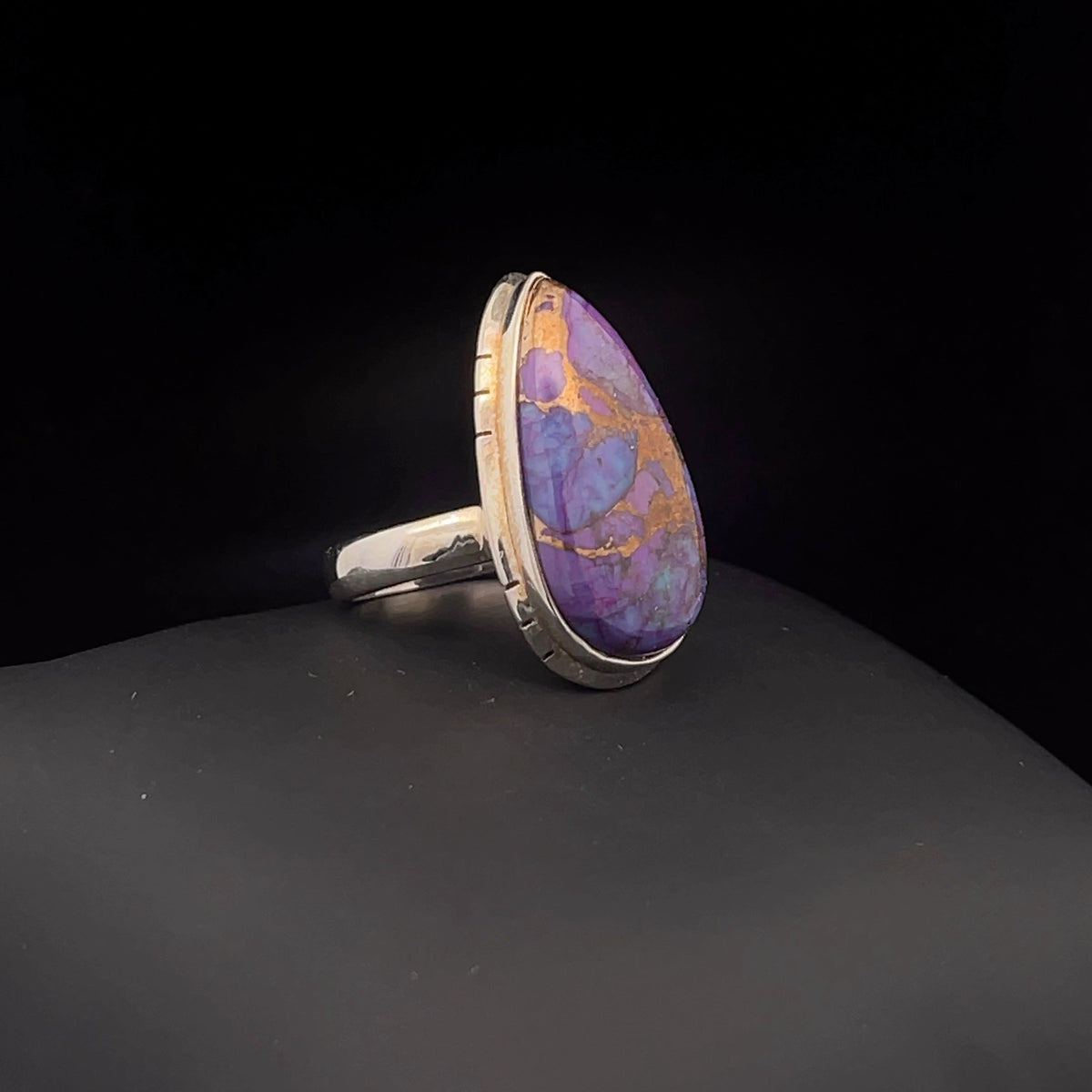 Sterling Silver Copper Purple Turquoise Ring Size 7