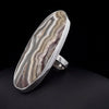 Sterling Silver Large Crazy Lace Agate Ring Adjustable