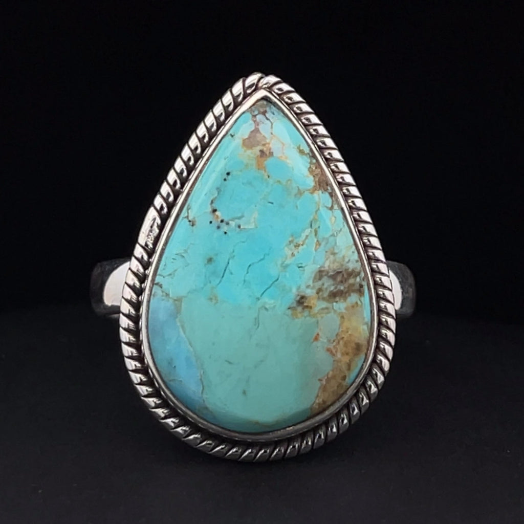 Sterling Silver Kingman Turquoise Ring Size 9.5