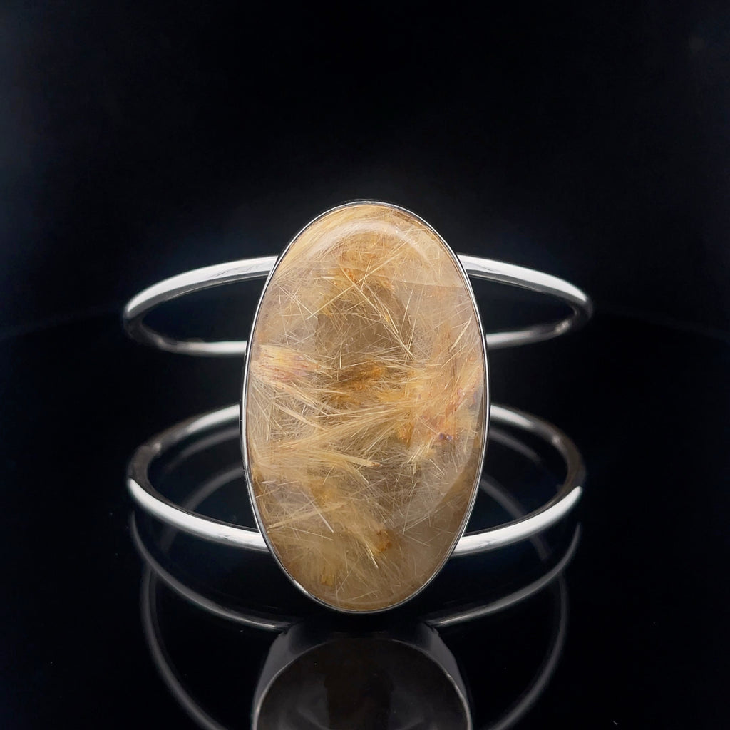 Sterling Silver Rutilated Quartz Cuff Bracelet