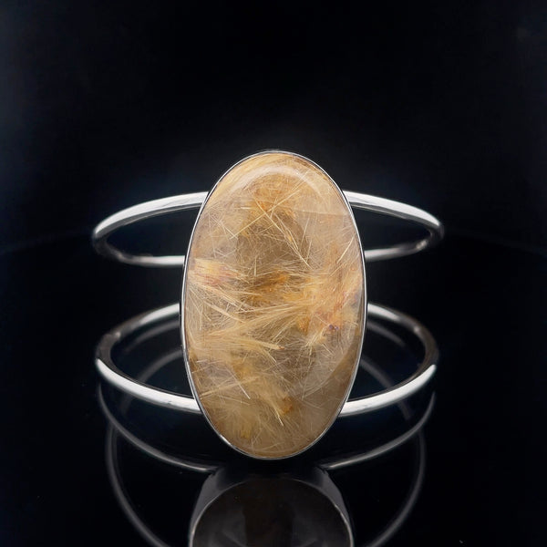 Sterling Silver Rutilated Quartz Cuff Bracelet