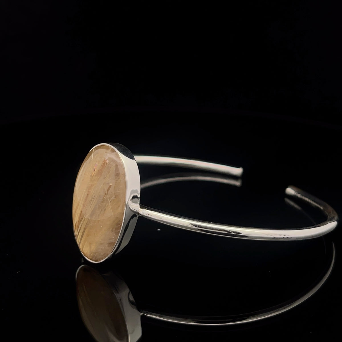Sterling Silver Cuff Bracelet with Rutilated Quartz