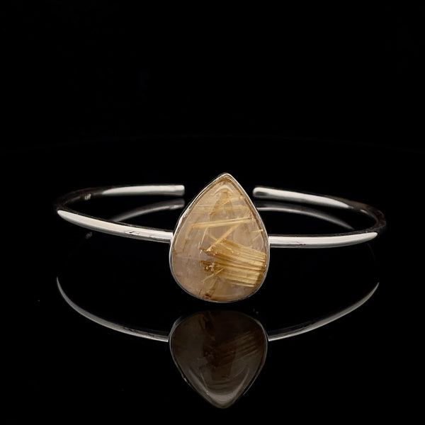 Sterling Silver Rutilated Quartz Cuff Bracelet