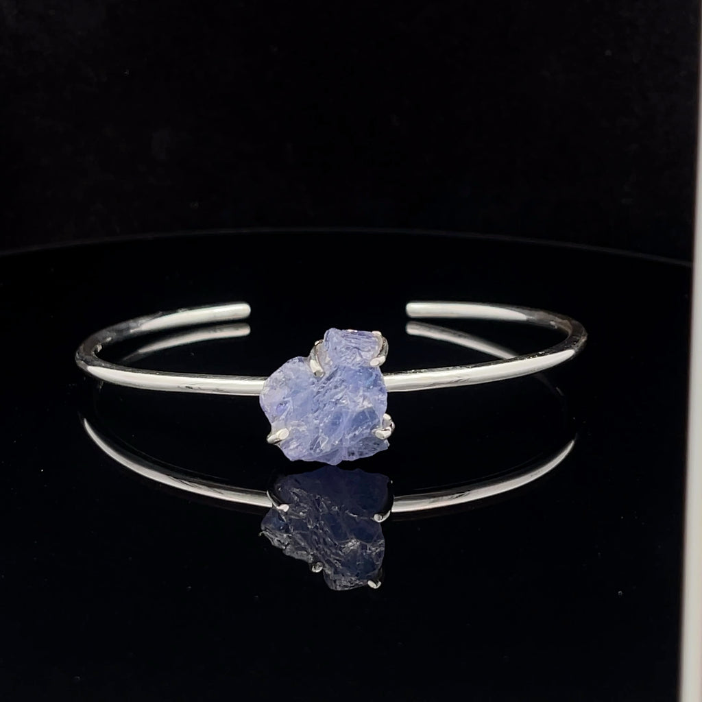 Sterling Silver Raw Tanzanite Cuff Bracelet