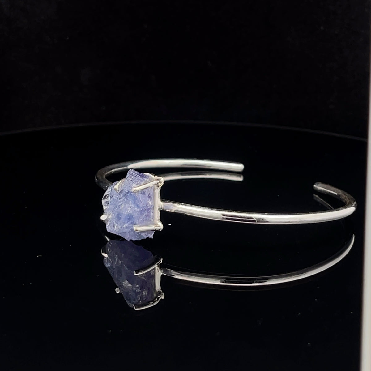 Sterling Silver Raw Tanzanite Cuff Bracelet
