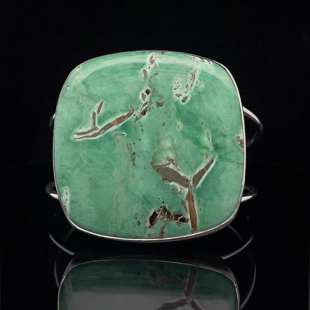 Sterling Silver Large Variscite Cuff Bracelet