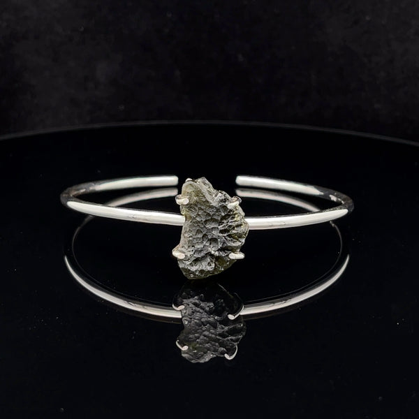 Sterling Silver Moldavite Cuff Bracelet