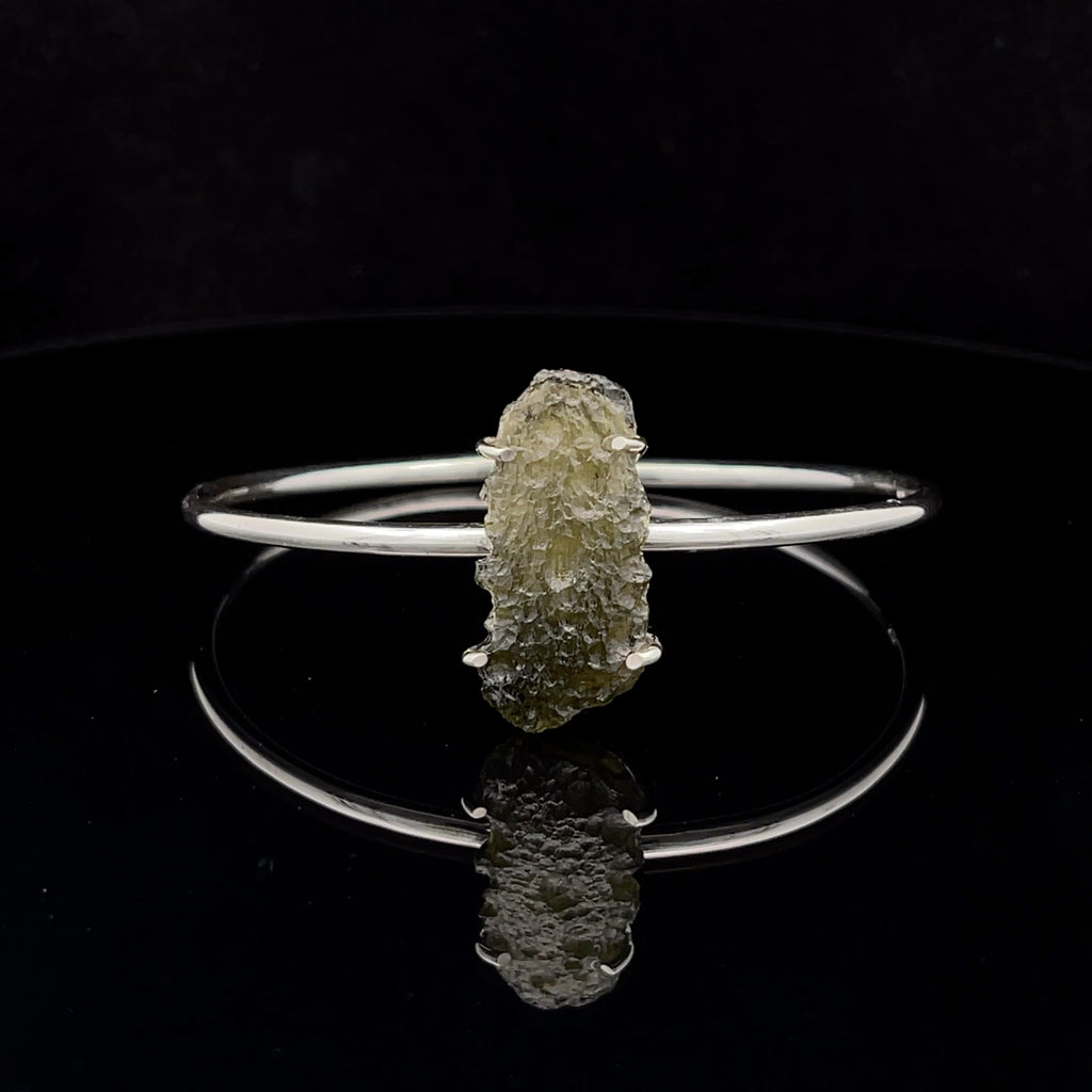Sterling Silver Moldavite Cuff Bracelet