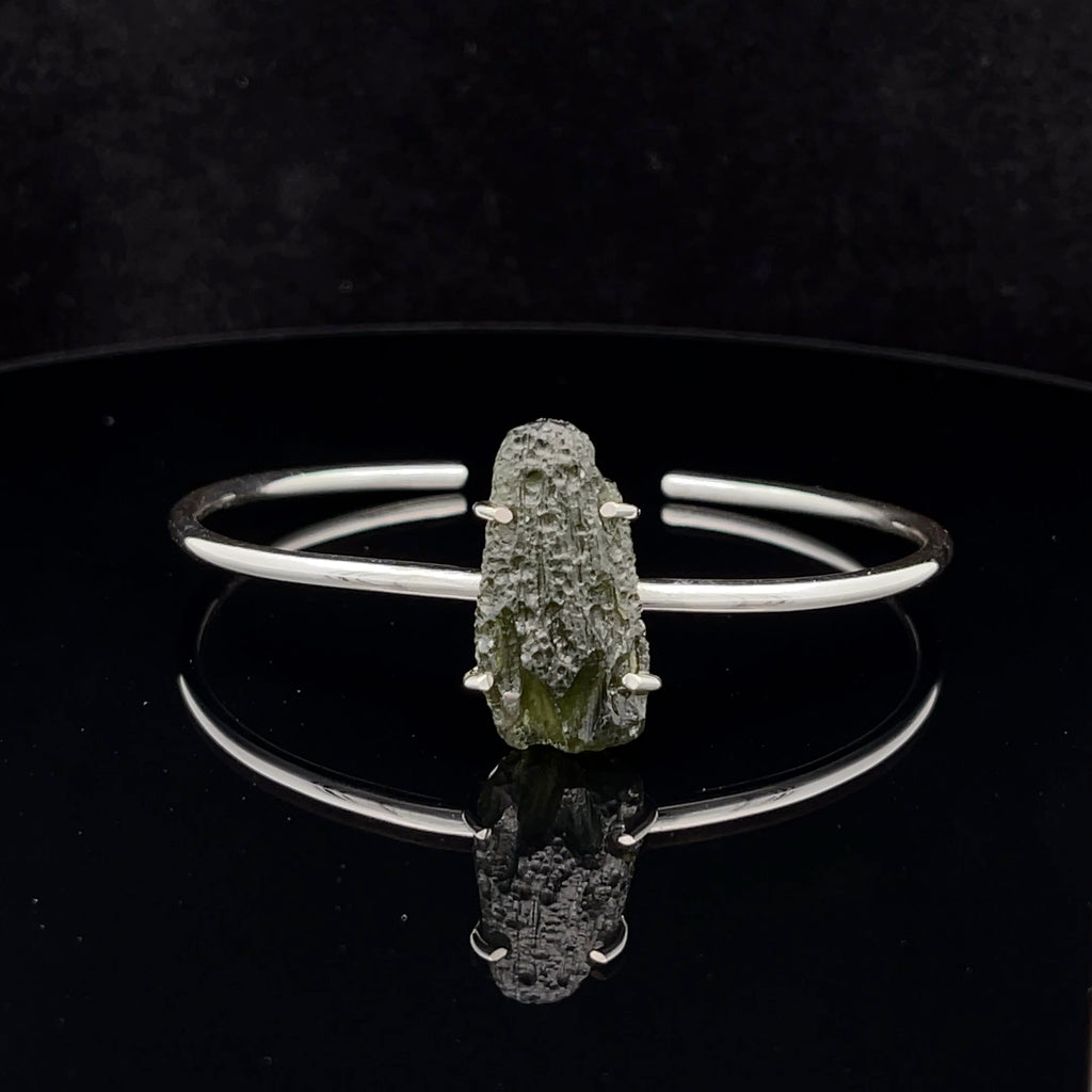 Sterling Silver Moldavite Cuff Bracelet