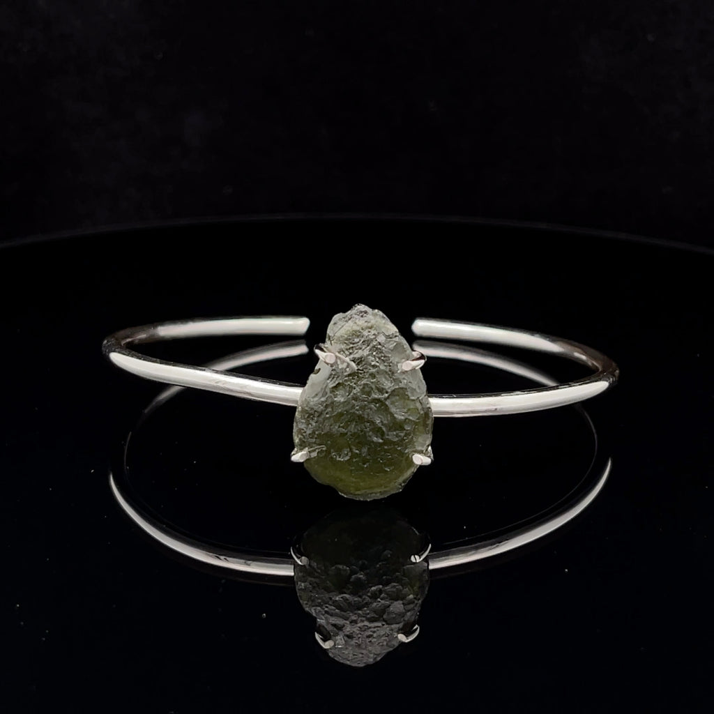 Sterling Silver Moldavite Cuff Bracelet