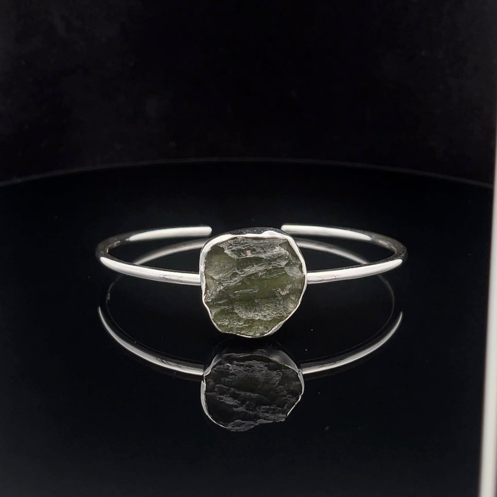 Sterling Silver Moldavite Cuff Bracelet