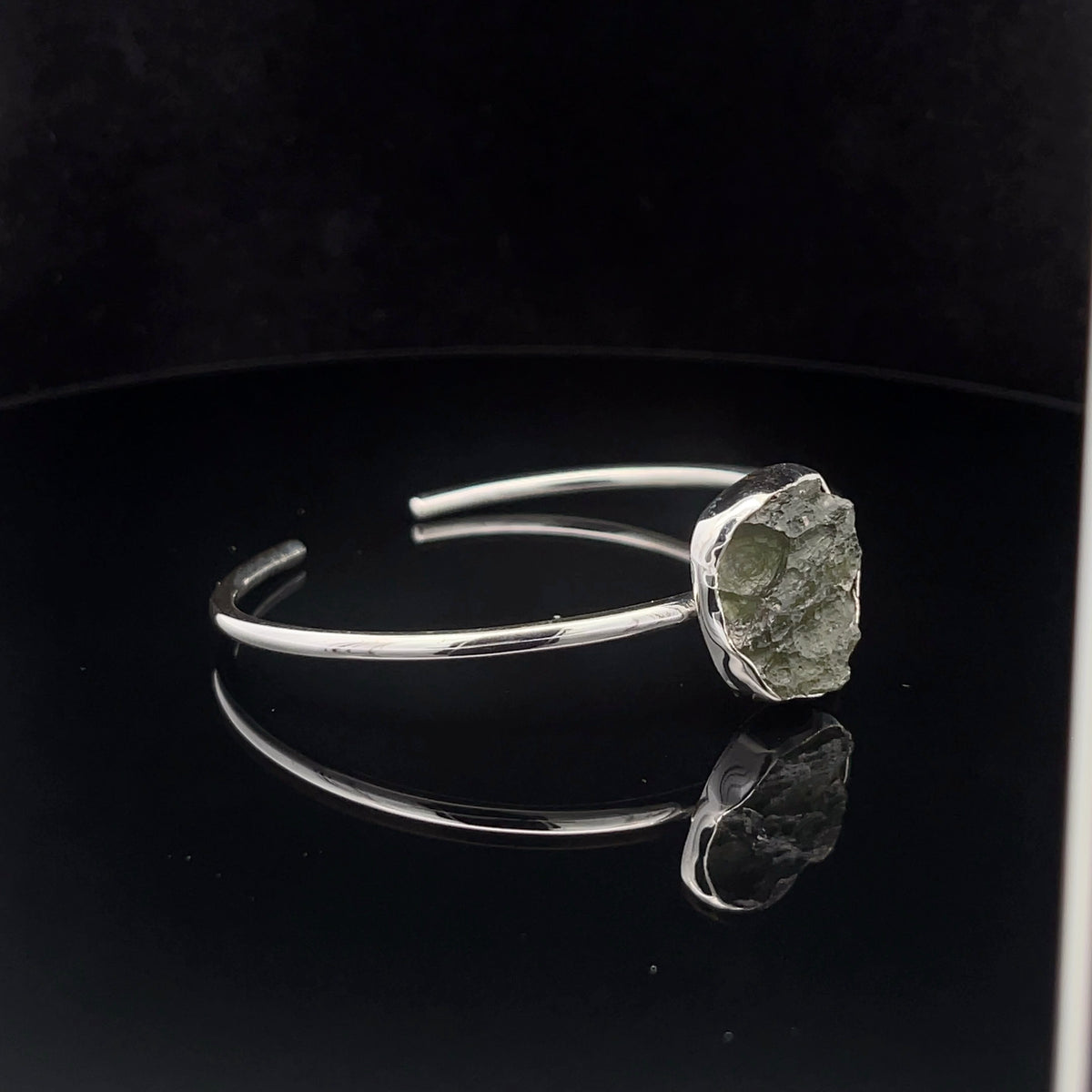 Sterling Silver Moldavite Cuff Bracelet