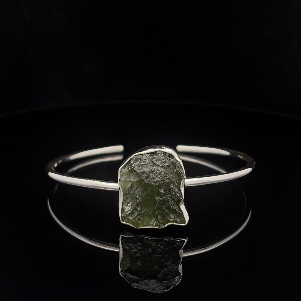 Sterling Silver Moldavite Cuff Bracelet