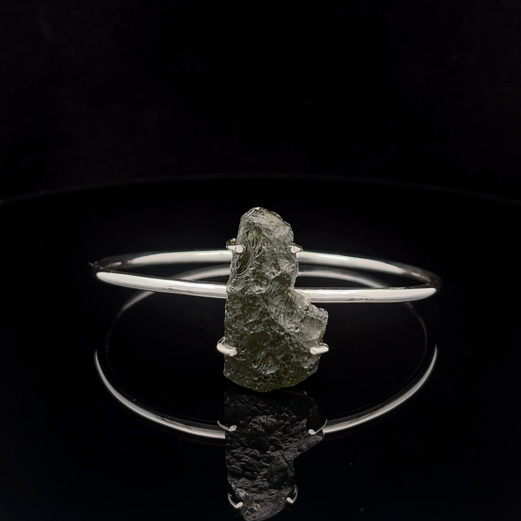 Sterling Silver Moldavite Cuff Bracelet