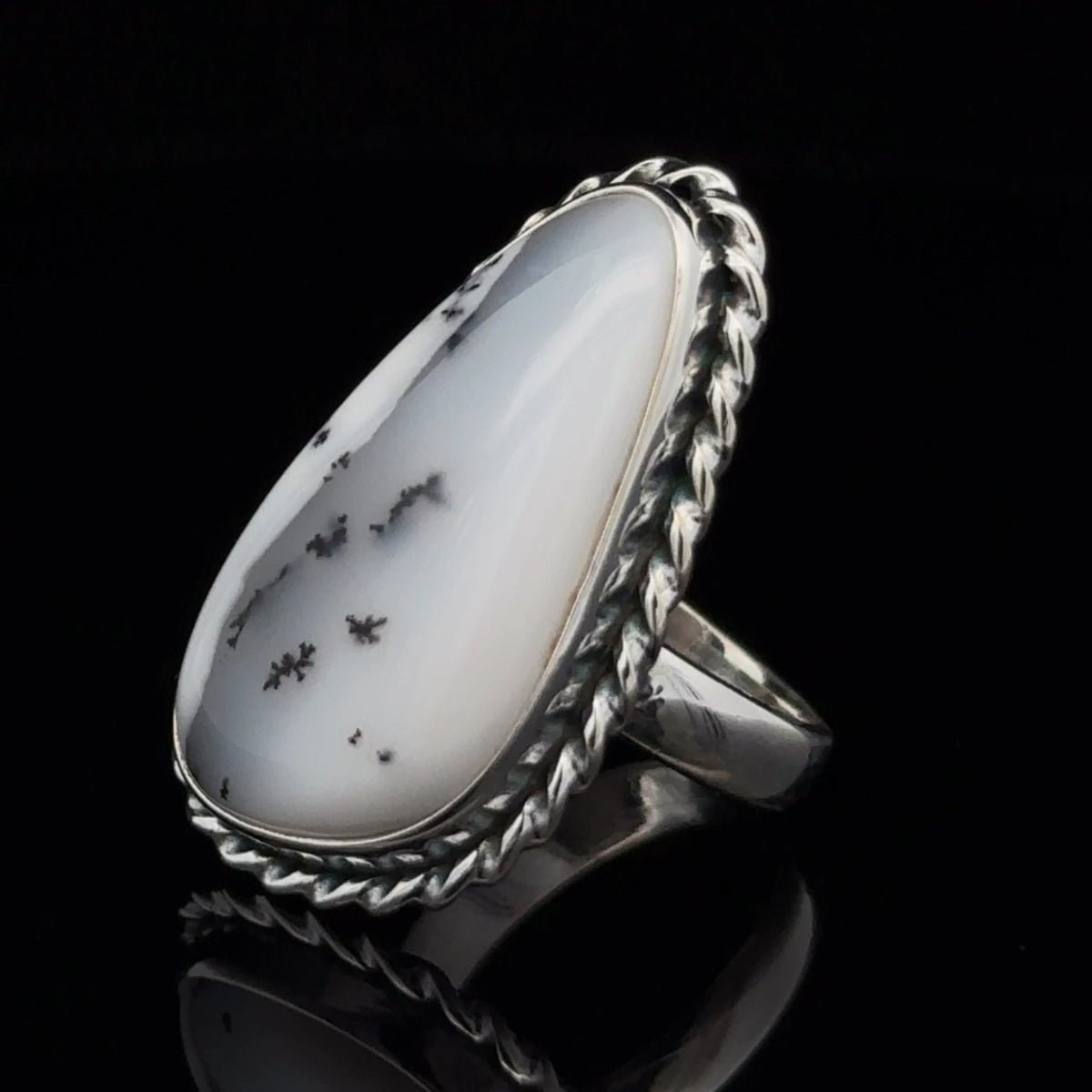 Sterling Silver Dendritic Opal Ring Size 6.5