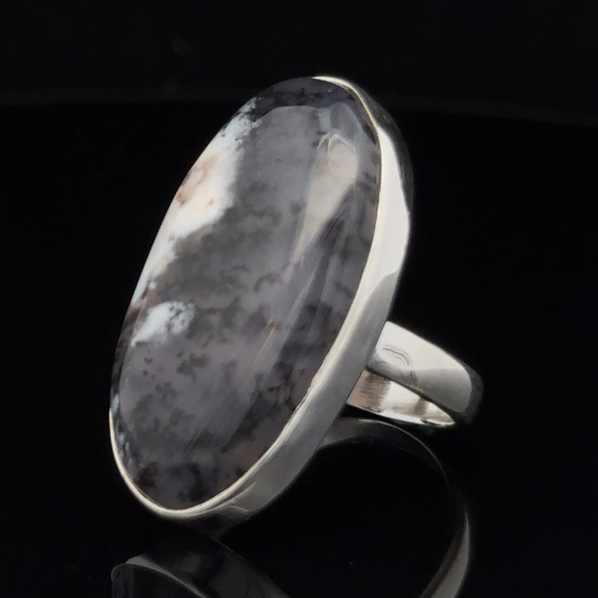 Sterling Silver Dendritic Opal Ring Size 7